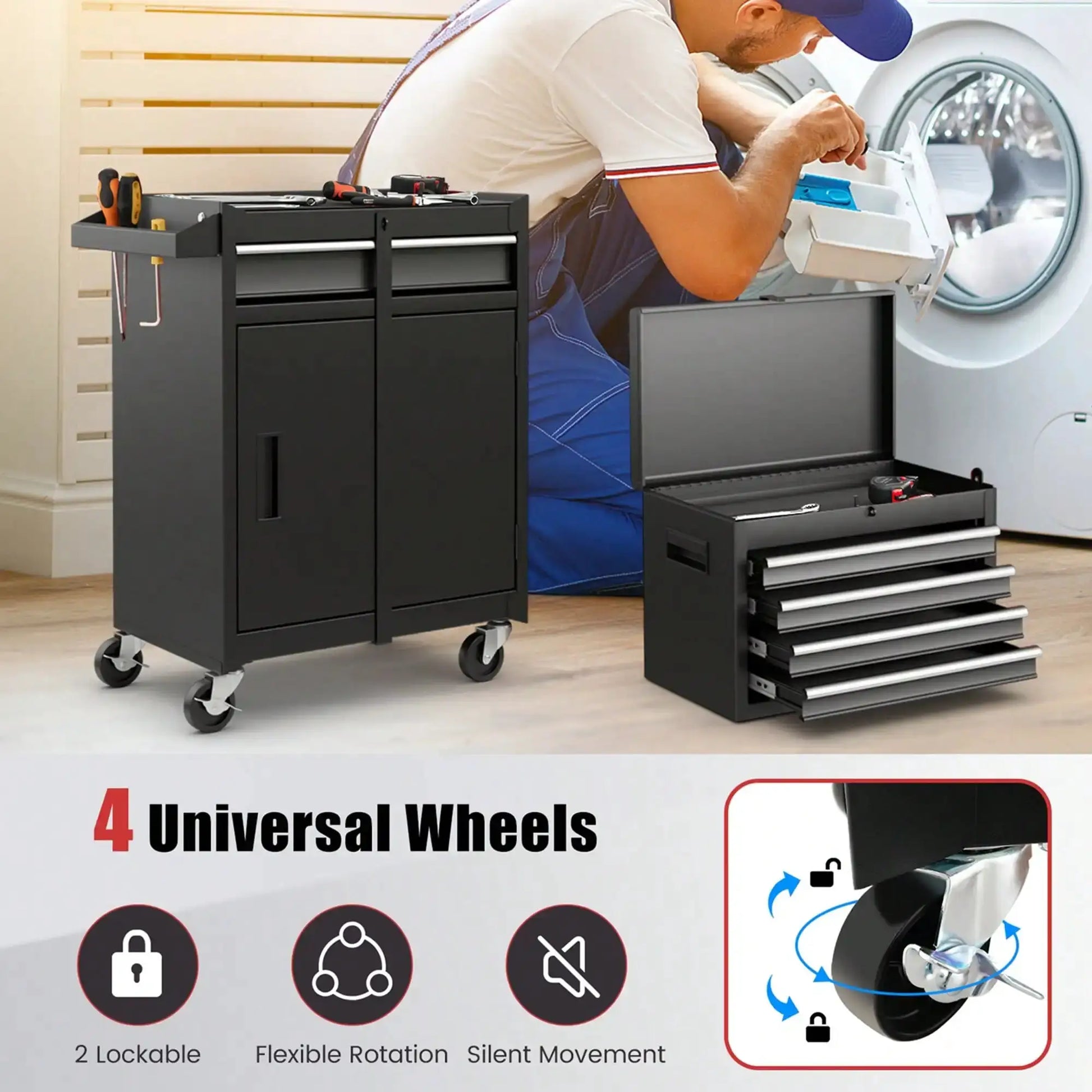 Tool Chest & Cabinet With 5 Sliding Drawers Rolling Garage Organizer from PriceLows™
