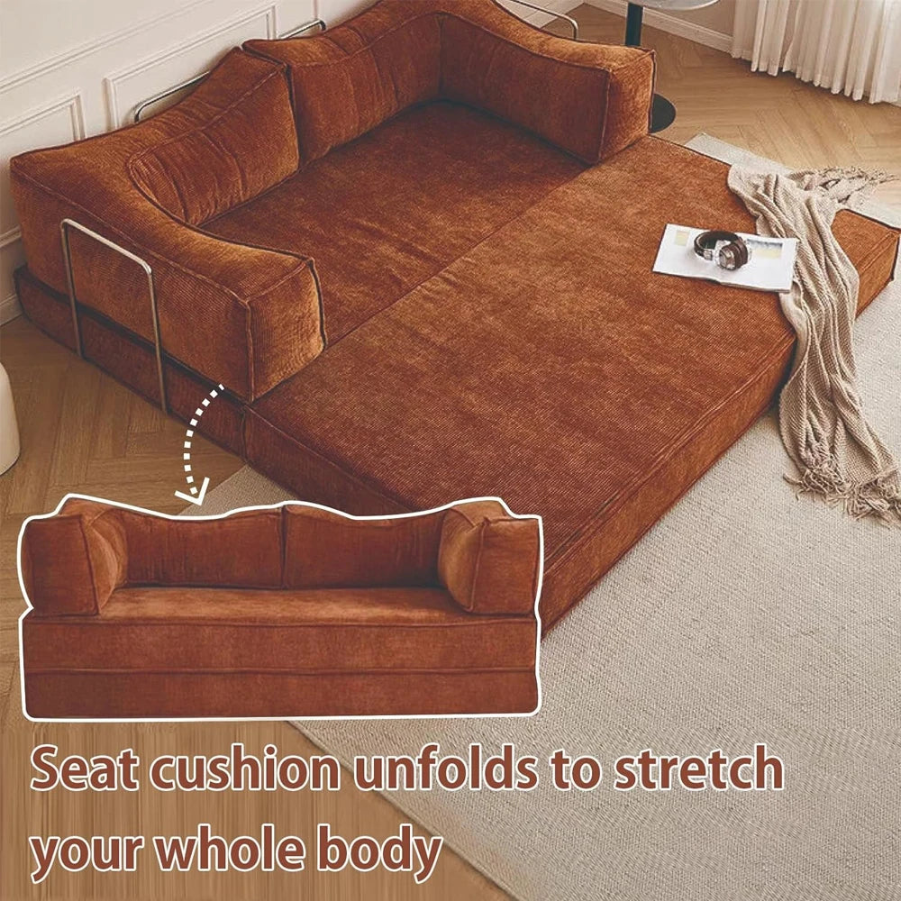 Foldable Sofa Bed | Stainless Steel Armrests | 1.8m, 2m, 2.2m | Living Room