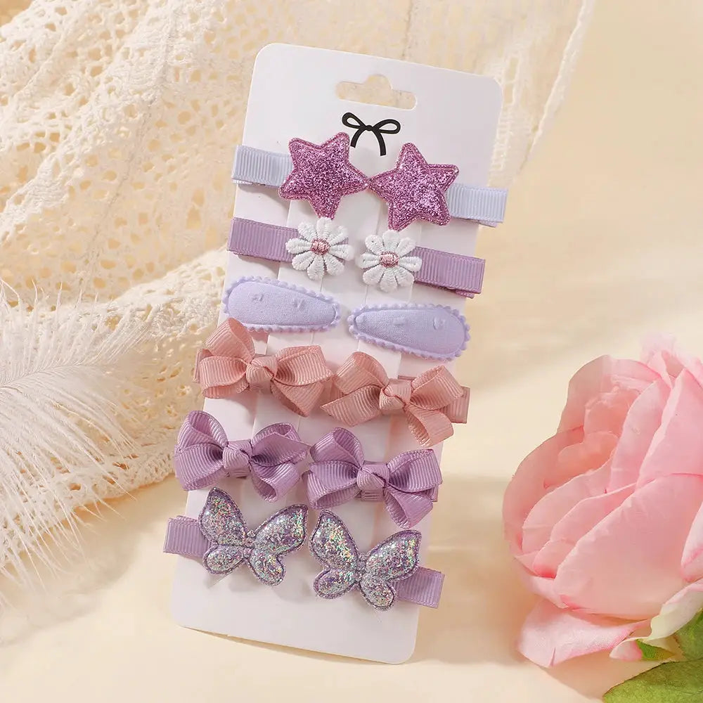 Rainbow Hair Bows | 16Pcs Colorful Set | Boutique Hairpins For Kids