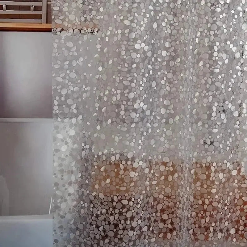 3D Pebble Clear Shower Curtain Liner with Magnets & Hooks, Fashion Plastic Bathroom Curtain for Bathtubs Bath Decor from PriceLows™