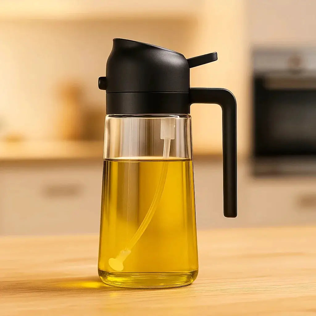 4-Pack Glass Oil Spray Bottles – 15.89oz, Dual-Use Spray & Pour, Drip-Proof, for Air Fryer, Olive Oil, Soy Sauce, Easy to Clean from PriceLows™