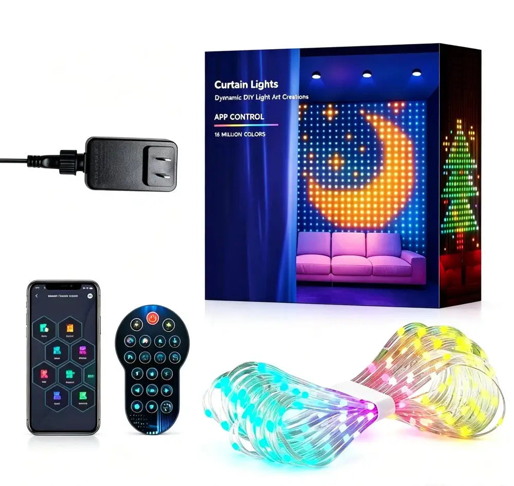 Smart Outdoor Curtain Lights | 400LED App Control | IP65 Waterproof | 2X2M 3X3M