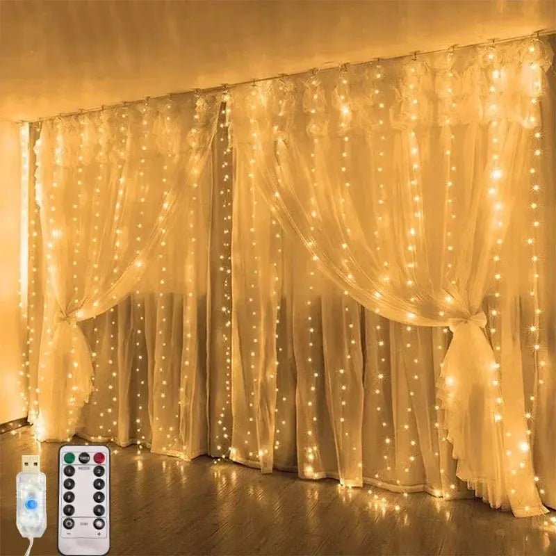 Curtain Garland Led String Lights Festival Christmas Decoration 8 Mode Usb Holiday Light For Bedroom Home Outdoor from PriceLows™