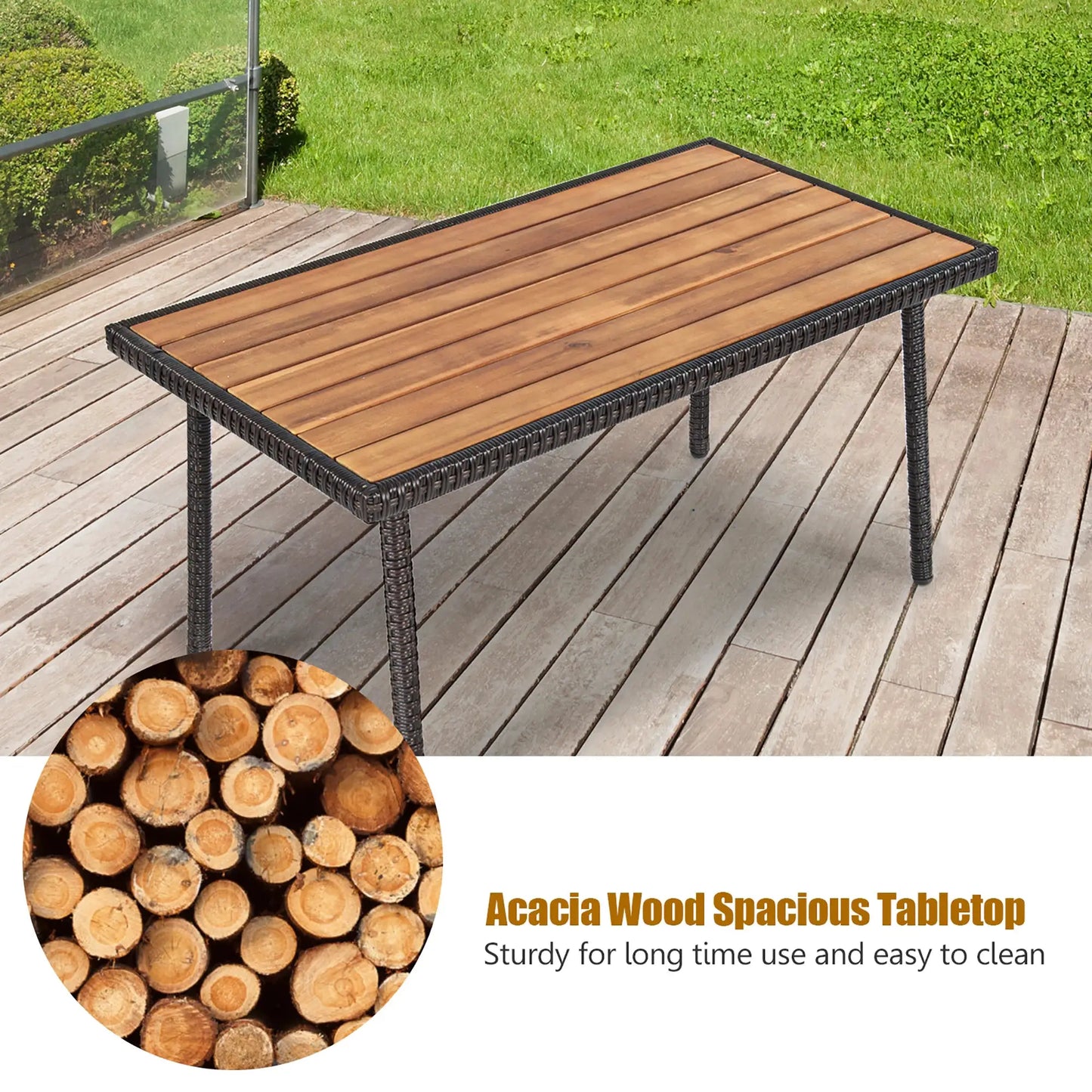4PCS Patio Rattan Furniture Set Outdoor Conversation Set Coffee Table w/Cushions from PriceLows™