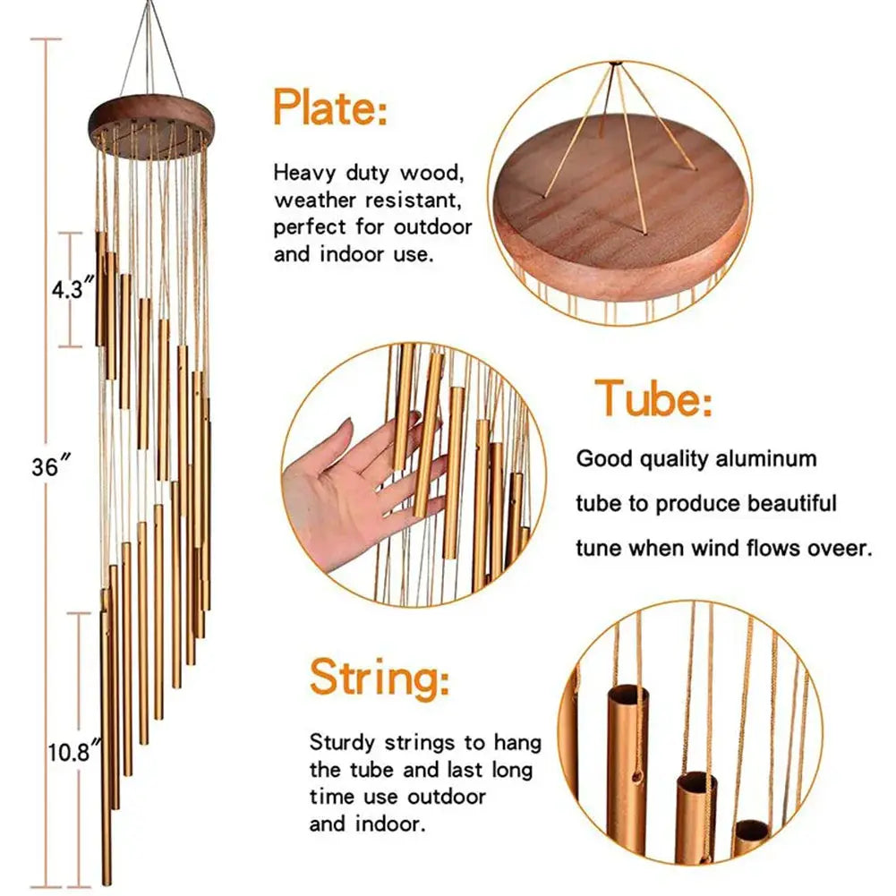 1PC Wind Chimes 12 Tubes Aluminum Metal Pipe Bells Musical Gold/silver Ornaments For Household Garden School DIY Decoraction from PriceLows™