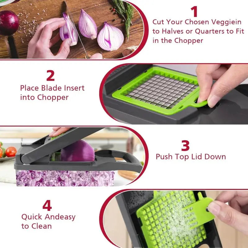 Vegetable Chopper | Onion Dicer | With Storage Container | One Size