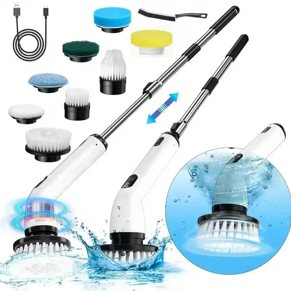 Electric Cleaning Brush | Rotating Head | IPX7 Waterproof | 9 Brush Heads