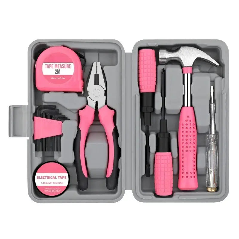 JUSTINLAU 13 Piece Pink Women's DIY Toolbox Home Toolbox Hexagonal Wrench Storage Screwdriver Daily Home Repair Tool Set from PriceLows™