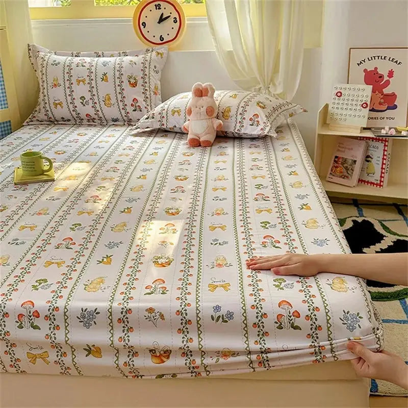 Cartoon Dinosaurs Fitted Sheet 1Pc Kawaii Mattress Cover Wild Animal Flower Leaf Bedding Set for Boys Girls Adult No Pillowcases from PriceLows™