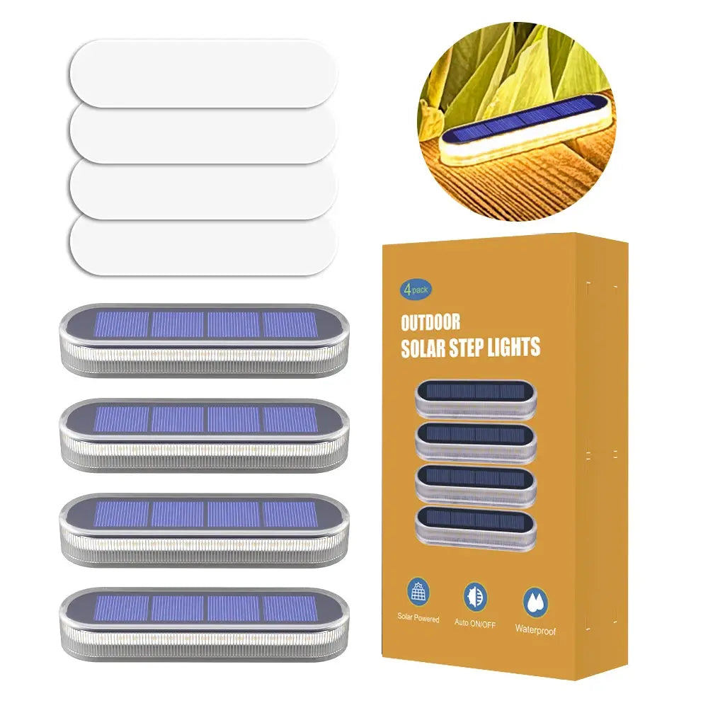 5 Years Lifespan 4 Pack Solar Deck Lights IP68 Waterproof Auto On/Off 5-Ton Anti-Pressure LED Step Lights for Garden Yard solar Path lighting from PriceLows™