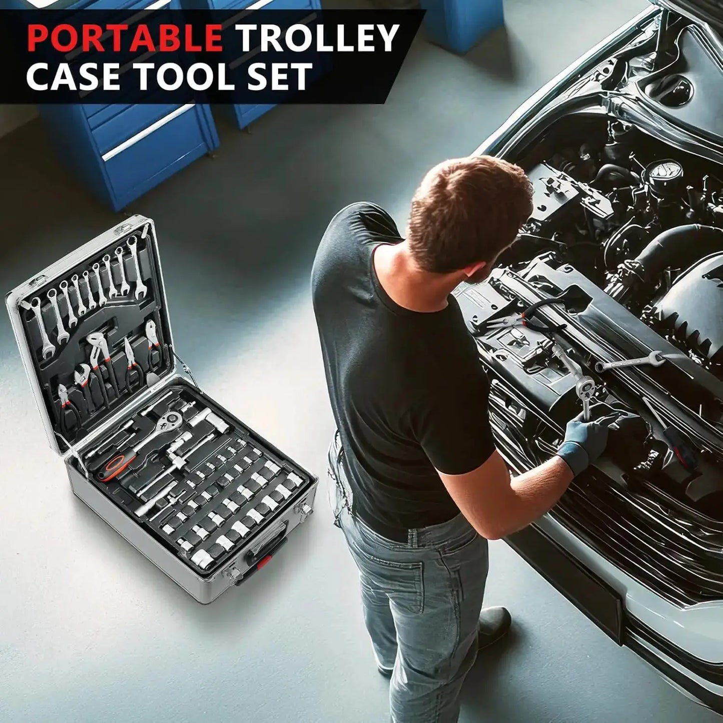 799pcs Tool Set Home Repair Tool kit with Trolley Case Mechanic Wrenches Socket Hand Tools for Daily Use Househould Work Repair from PriceLows™