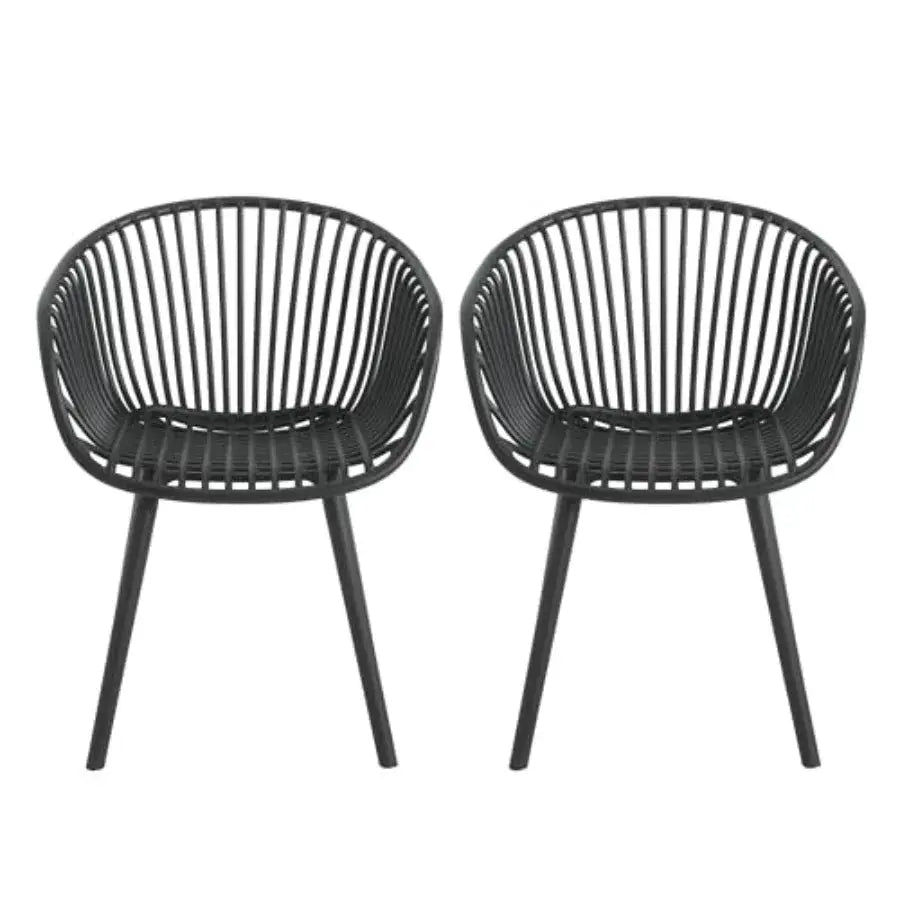 Christopher Knight Home Modern Accent Chair Black Outdoor Patio Chairs Set of 2 Lounge Chairs for Balcony or Garden Weave Desig from PriceLows™