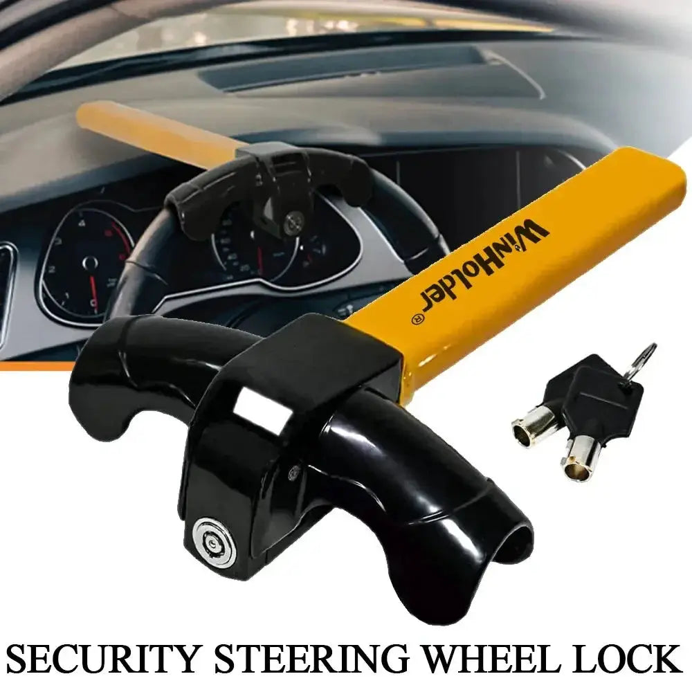 Universal Stainless Steel T-Bar Steering Lock - High Security Anti-Theft Device with Anti-Pry & DualGuard Keys for Car,SUV,Truck from PriceLows™