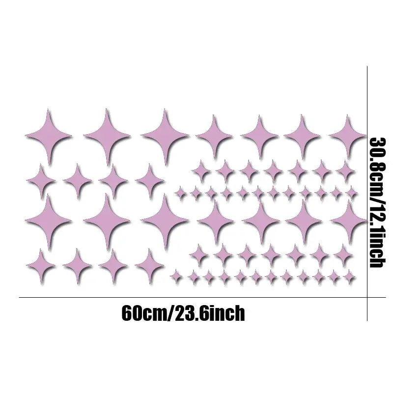 60pcs Large Car Sticker Full Of Stars, Star Set, Continuous Bead Star, Four Corner Star, Quadrilateral Star Vinyl Creative from PriceLows™