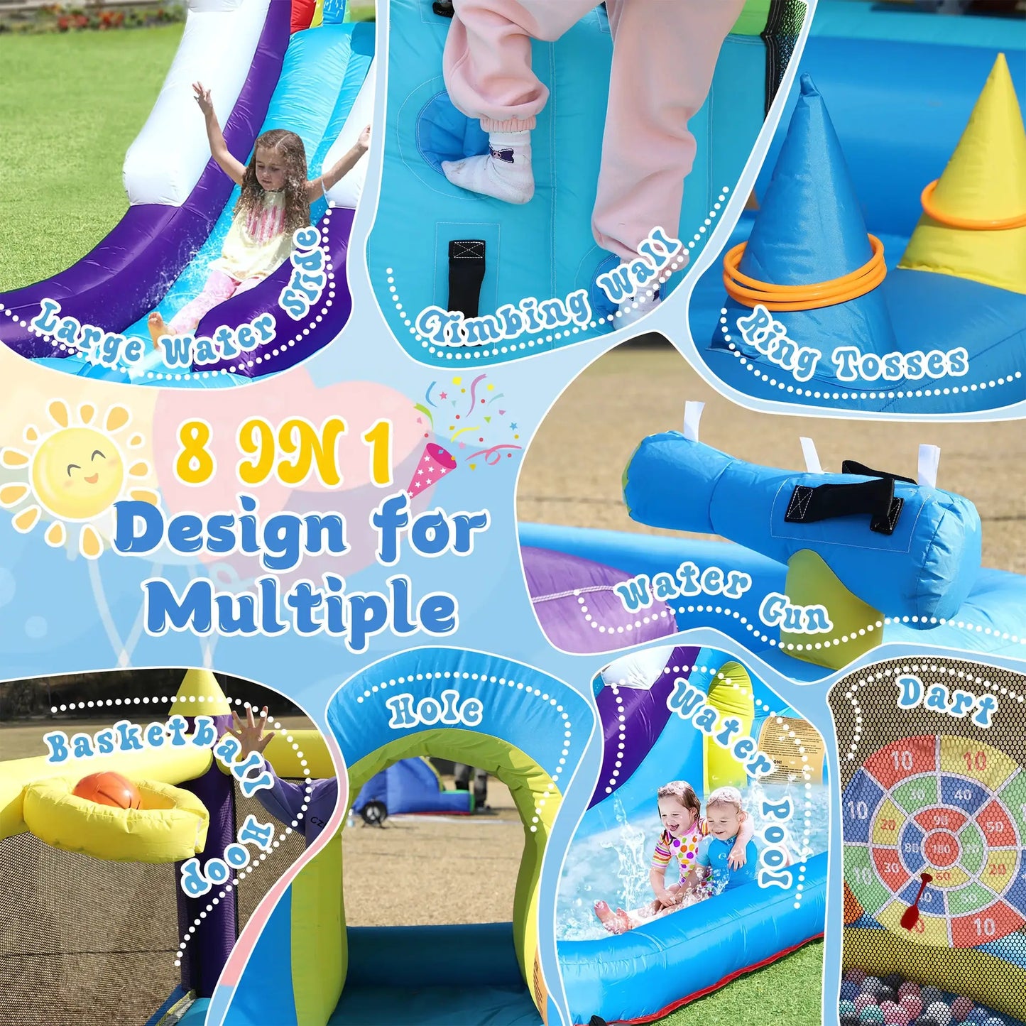 16ft Inflatable Water Slide Bounce House w/ Splash Pool for Kids Backyard Party Commercial children's playground from PriceLows™