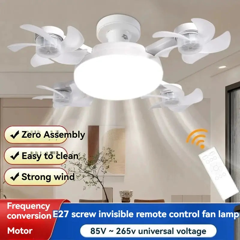 Ceiling Fan Light | E27 Base | Remote Dimmable LED | Nordic Modern