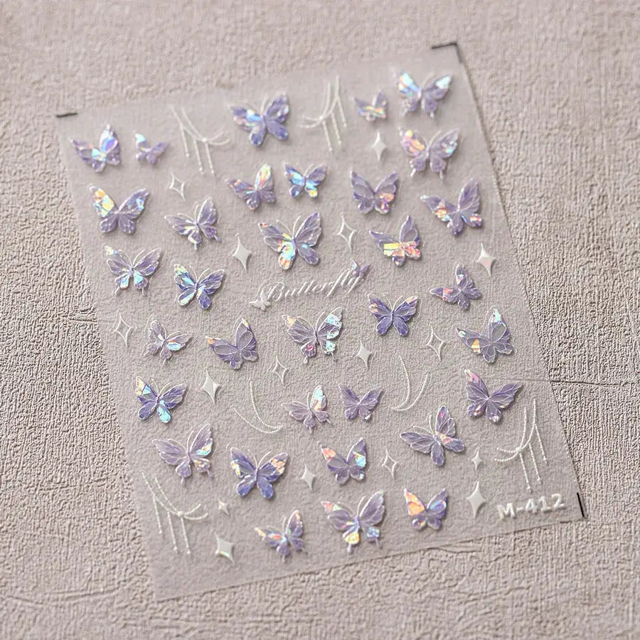 1Pcs 5D Embossed Aurora Butterfly Nail Art Stickers Self Adhesive Decals For Nails Decoration DIY 3D Acrylic Nail Supplies Parts from PriceLows™