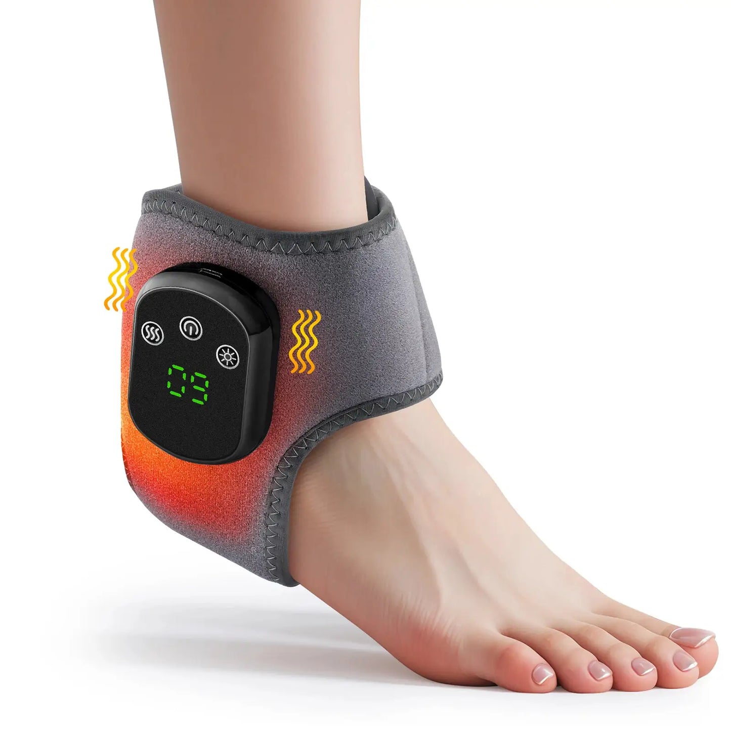Cordless Heated Ankle Massager | 5 Heat Settings | 3 Vibration Modes