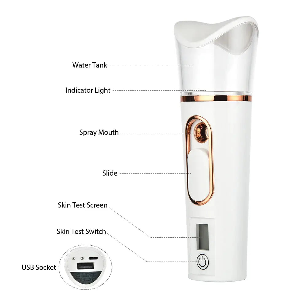 Nano Mist Facial Sprayer | Rechargeable Cold Spray | Moisture Tester | One Size