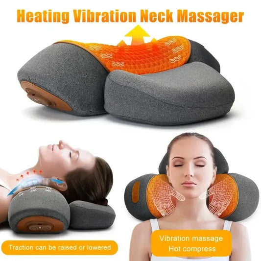 Neck Massager Pillow | Cervical Stretcher | Heating Vibration | One Size