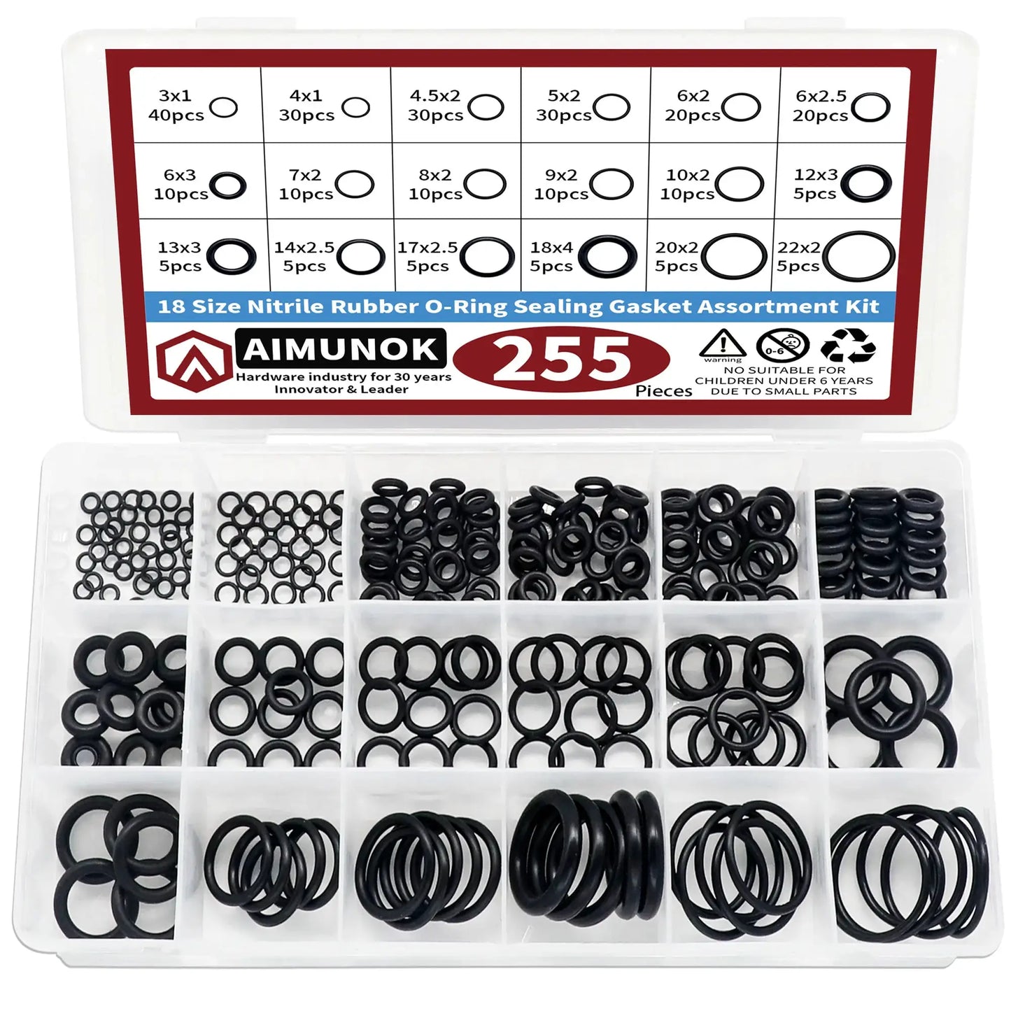 255pcs Rubber O Rings Kit, 18 Size Metric NBR Washer Gasket Sealing Assortment Kit, for Plumbing Faucet, Automotive, Air Or Gas from PriceLows™