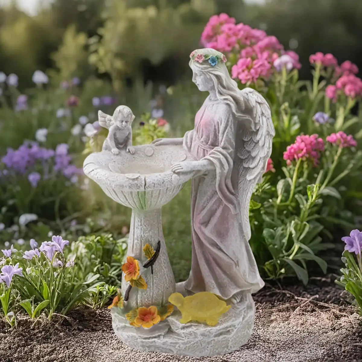 Outdoor Garden Solar Statue Light, Solar Angel Decor Statue, Garden resin angel fountain pool statue light, for Patio Home Decor from PriceLows™