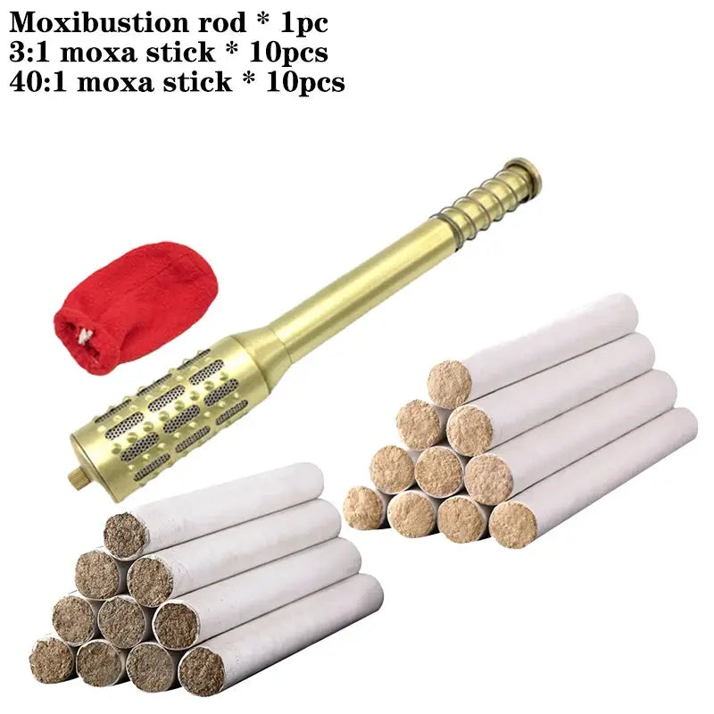 Brass Moxibustion Rod | Rotable Body Massager | Skin Tightening Meridian Tool