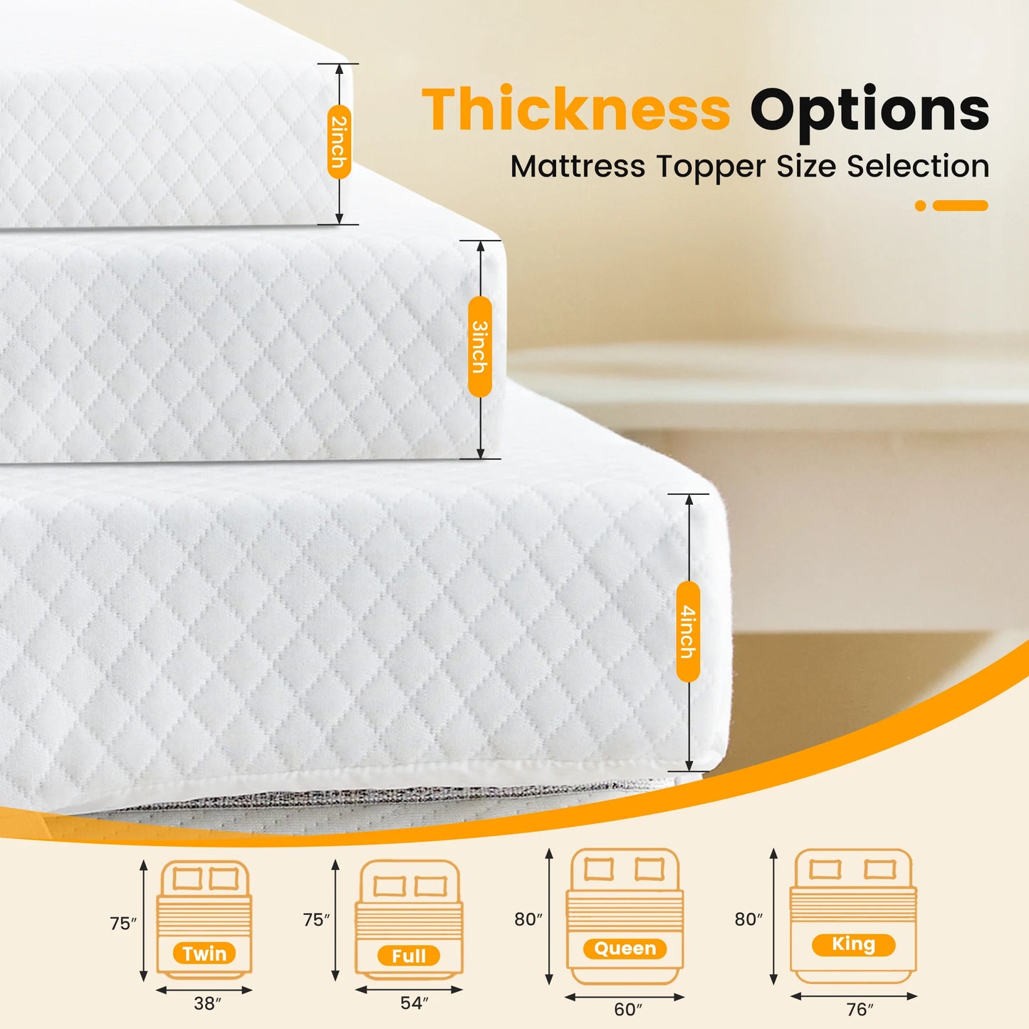 Gel Memory Foam Mattress Topper | 4 Inch Thickness | Removable Cover | Full Size
