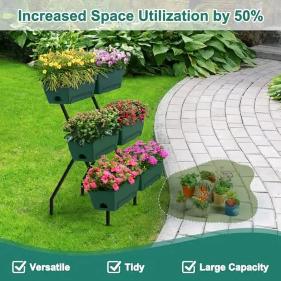 2 Column Vertical Raised Garden Beds 6 Planter Boxes Standing Garden Bed Outdoor/Indoor Herb Garden Tie Planter with Drainage H from PriceLows™