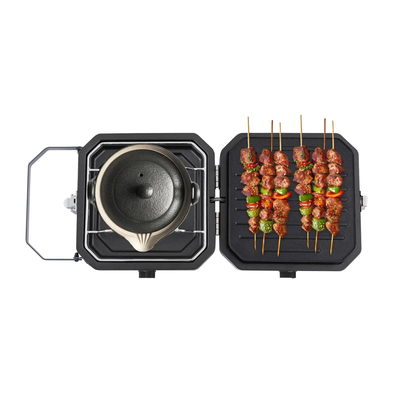 Portable Dual Burner Camp Stove, Foldable 430 Stainless Steel Gas Grill, 2.3kW Each, Non-Stick Pan for Outdoor Picnic Hiking from PriceLows™