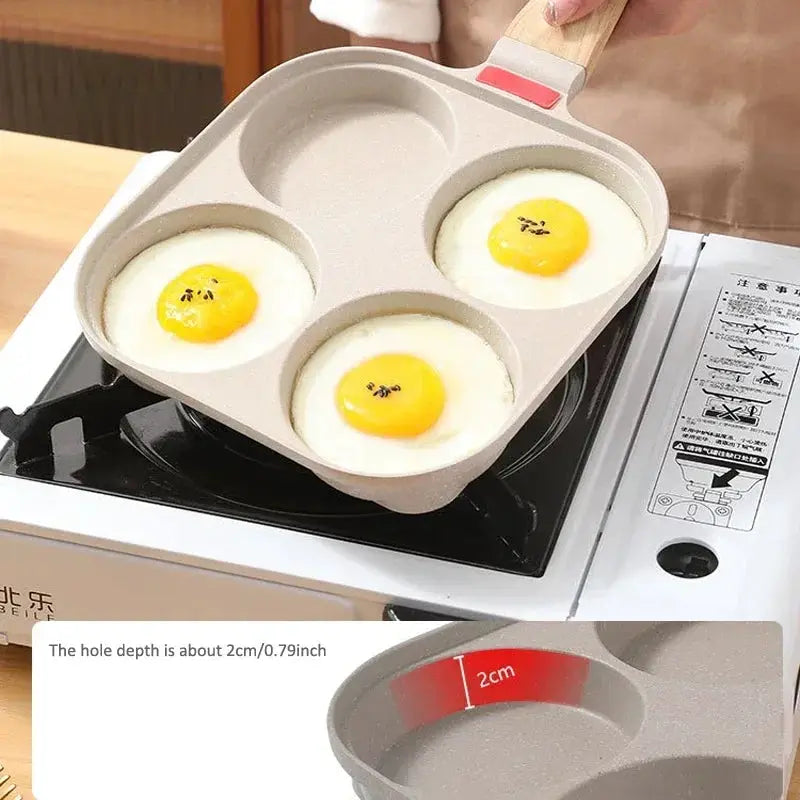 Non-stick Frying Pan | With Lid | Induction Compatible | 4-Hole Omelet Pan