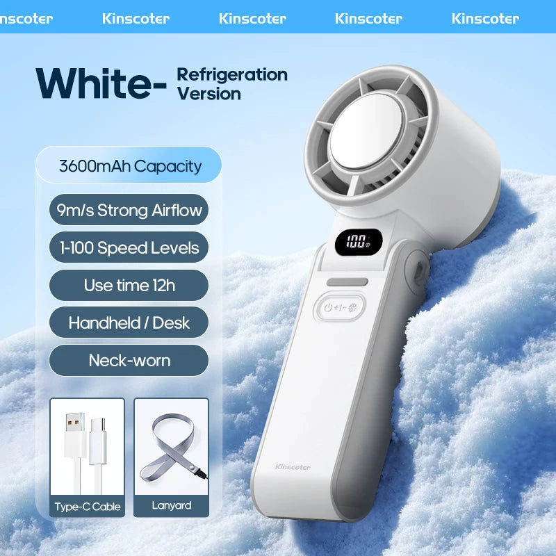 Handheld Fan | 3600mAh Battery | Foldable Portable | 100 Speed Levels