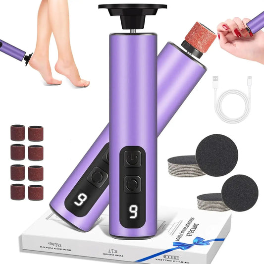 Electric Foot Callus Remover 2-in-1 Electric Foot File Grinder Nail Polisher 9-Speed Feet Pedicure Tool for Dead Skin & Cracked from PriceLows™