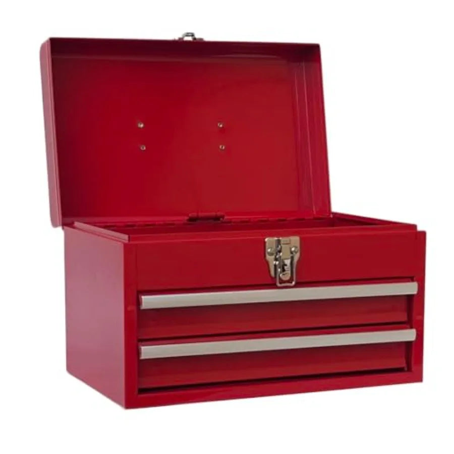 Portable Metal Tool Chest with 2 Drawers, 14" 2-Drawer Tool Chest Cabinet with Ball Bearing Drawer Slides, Steel Tool Storage B from PriceLows™