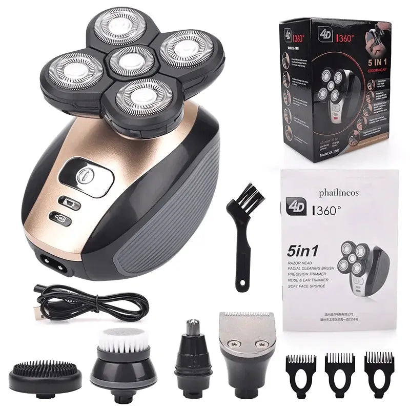 5-In-1 Rotary Electric Shaver | 4D Rotary | Rechargeable
