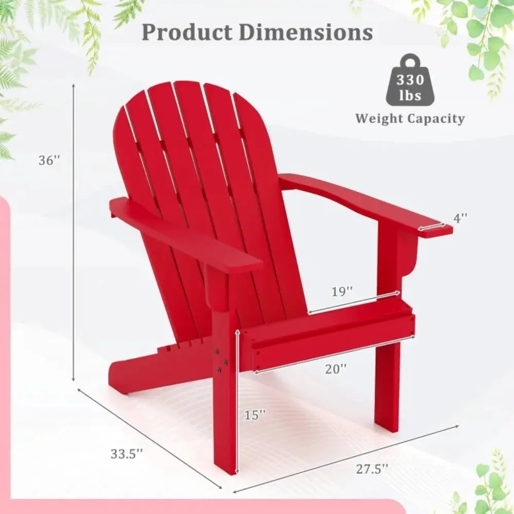 Adirondack Chair Outdoor Wood Patio Seat Lounge Deck Furniture Garden Chair Red from PriceLows™