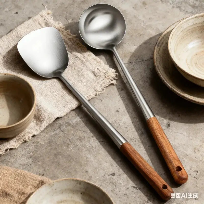 Kitchen Utensils Wok Spatula Iron and Ladle Tool Set Spatula for Stainless Steel Cooking Equpment Kitchen Accessories Essentials from PriceLows™
