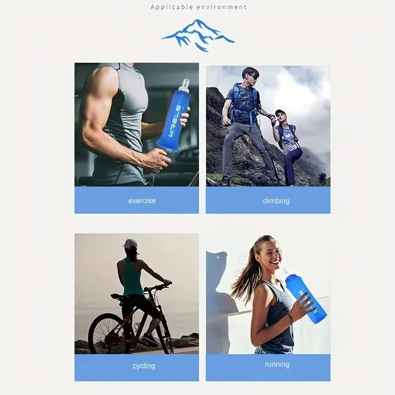 WRELS Portable Sports Soft Flask BPA-Free Running Cycling Water Bottle Outdoor Sports Marathon Folding Collapsible Water Bottle from PriceLows™