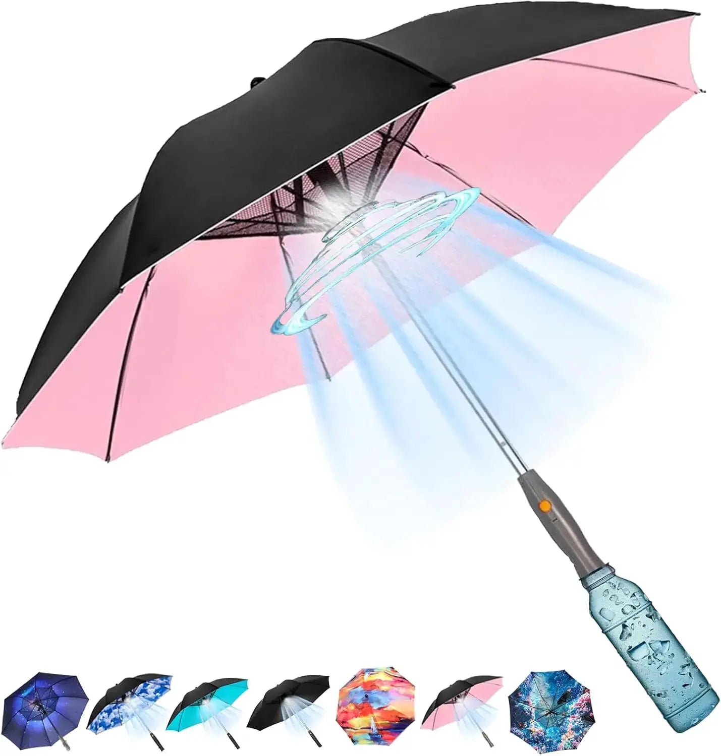 Cooling Sun Umbrella | USB Rechargeable | Built In Fan | Large