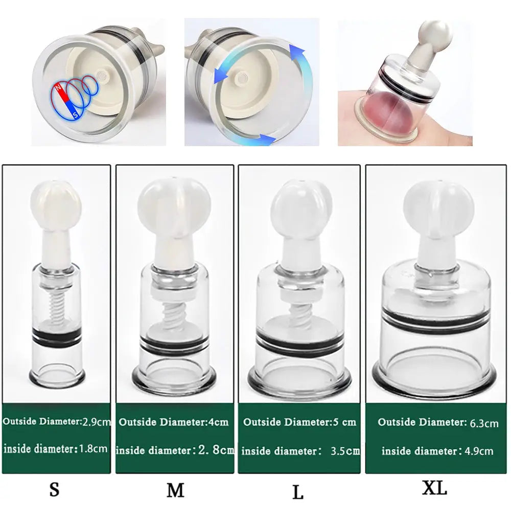 Manual Rotating Cupping Massager | Vacuum Suction | Nipple Enhancer | Anti Cellulite Tool