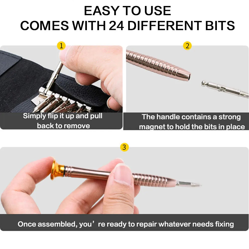 Precision Screwdriver Set | 25 In 1 | Alloy Steel Bits | Compact Wallet Case