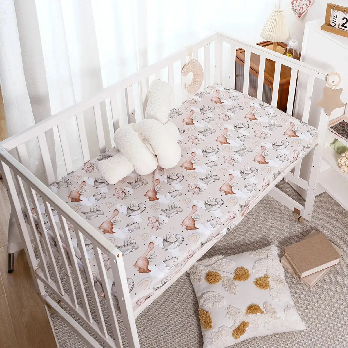 Elinfant 100% Polyester Crib Fitted Sheet, Luxurious Mattress Cover for Home & Travel,Nursery Bedding Set ,Crib Essentials from PriceLows™