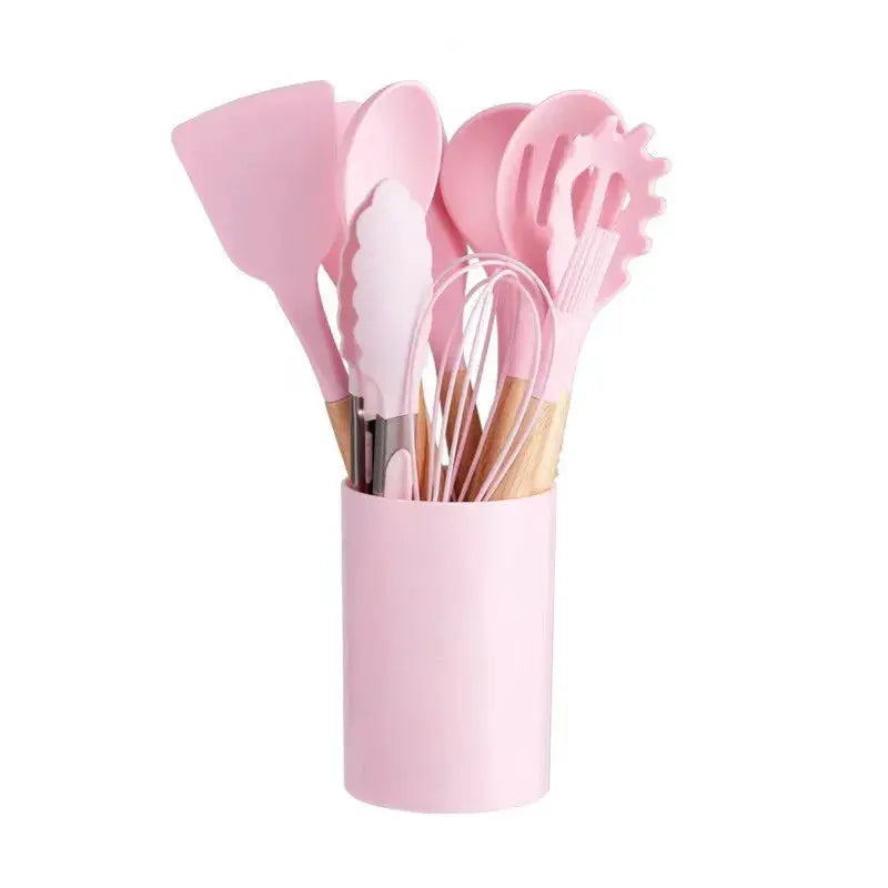 12-Piece Set Spatula Scraper Non-stick Kitchen Utensils Set Mini Version Silicone Kitchen Utensils Wooden Handle Silicone from PriceLows™