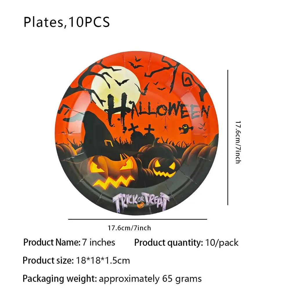 Halloween Party Supplies | Paper | Pumpkin Theme | Tableware Set