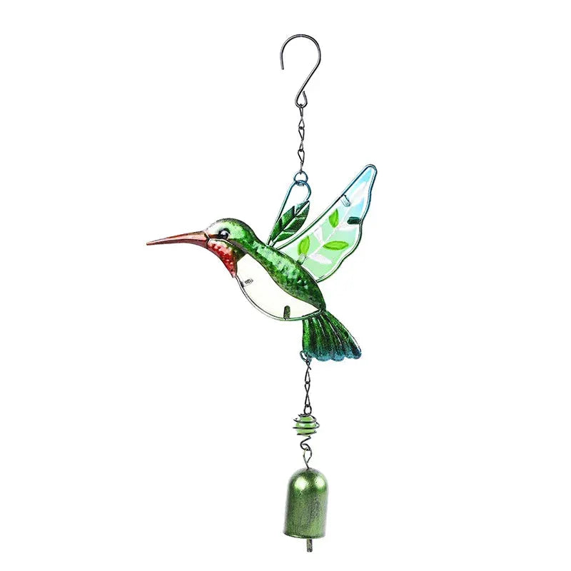 Wind Chime Hummingbirds Dragonflies Metal Glass Painted Crafts Hanging Pendants Bell Aluminum Pipe Home Courtyard Hanging Decors from PriceLows™