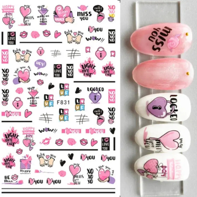 1PCS Laser Love Letter Nail Sticker Nail Art Decoration Flower Star supplies Decals Press On Nails Stickers Parts from PriceLows™