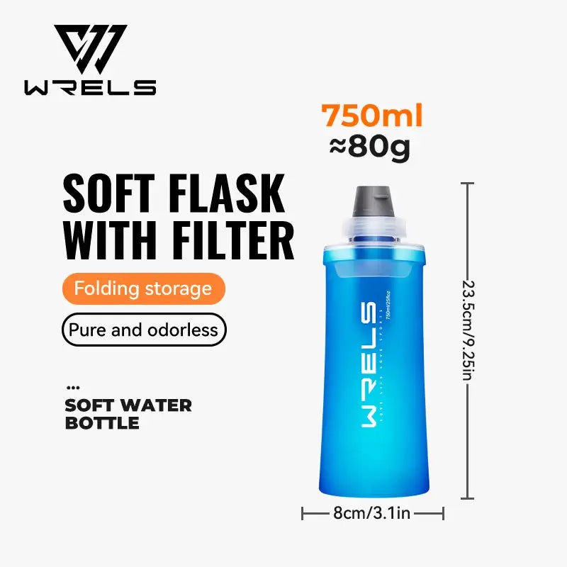WRELS Soft Water Bottle with Filter Ultralight Collapsible Water Filter Bottle Hydrapak Soft Flask for Hiking Camping Backpack from PriceLows™