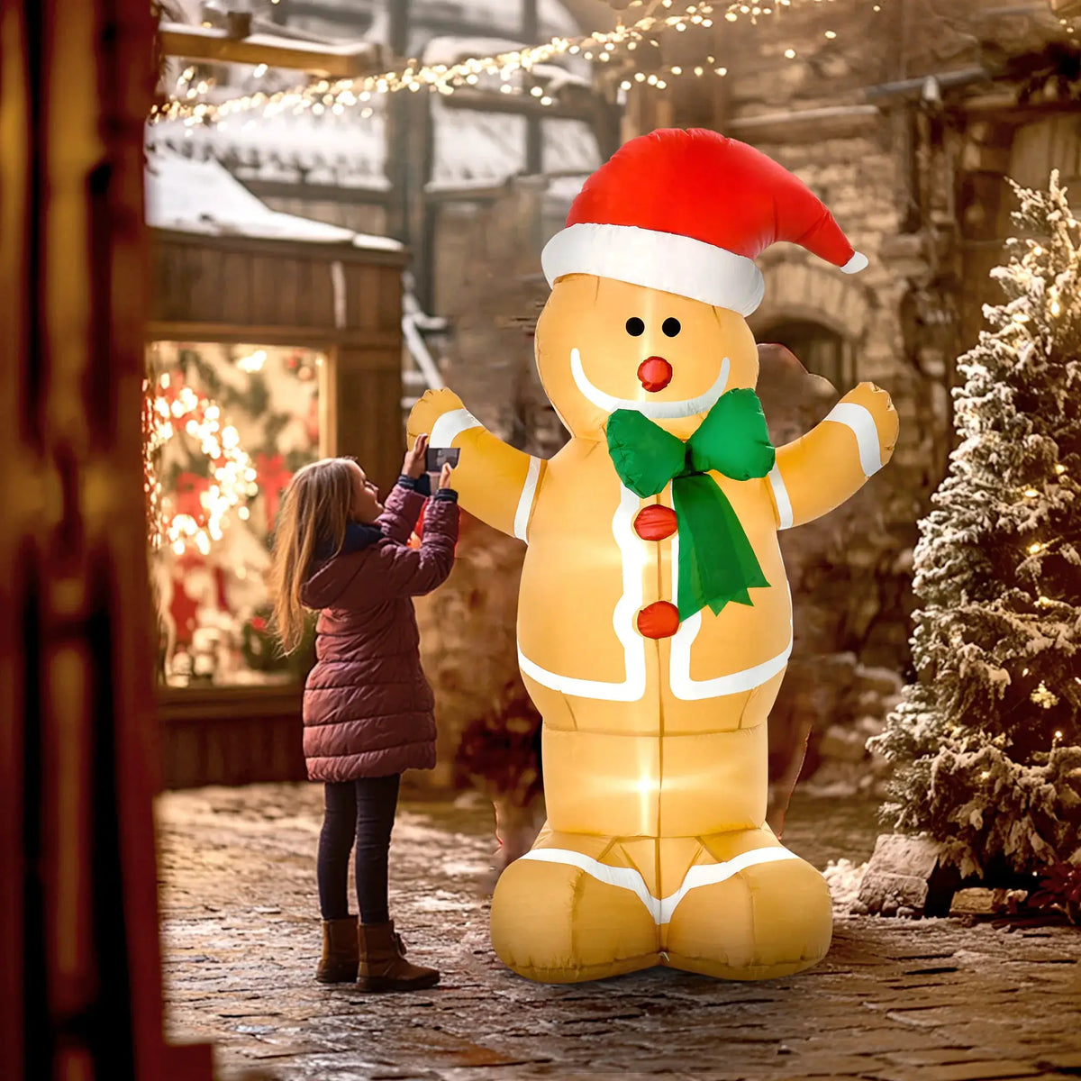 Inflatable Gingerbread Man | 6 Foot | LED Lights | Outdoor Decor