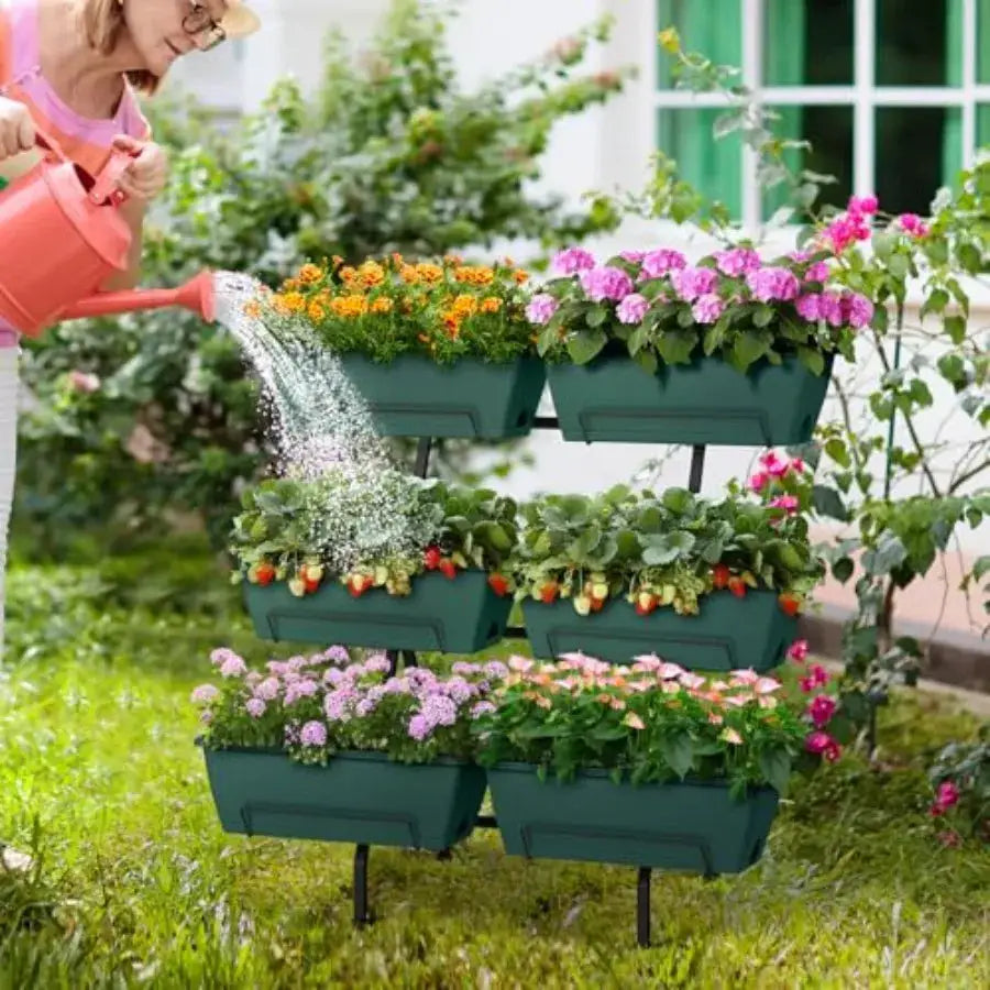 2 Column Vertical Raised Garden Beds 6 Planter Boxes Standing Garden Bed Outdoor/Indoor Herb Garden Tie Planter with Drainage H from PriceLows™