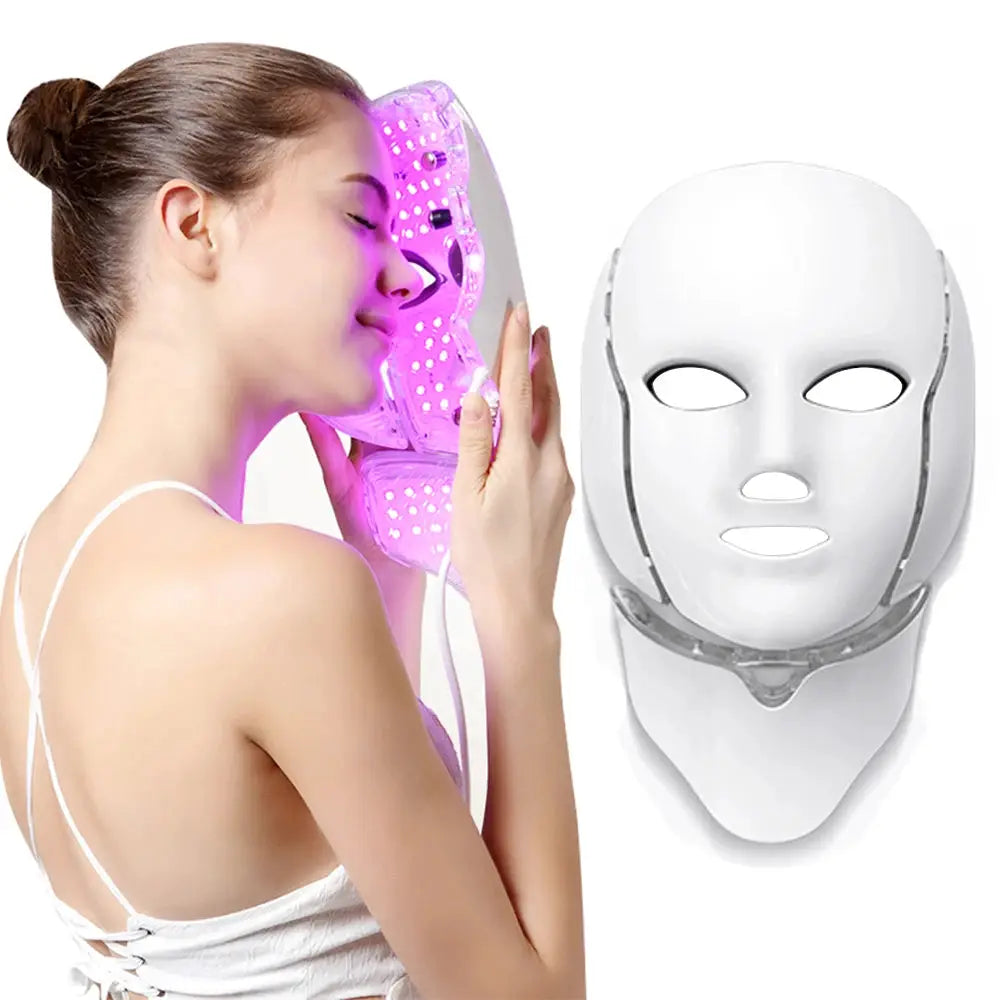 LED Facial Mask 7 Colors Balance Skin Tone Minimize Pores Brighten Skin Anti-Acne Face Neck Mask Reduce Neck Wrinkles LED Mask from PriceLows™